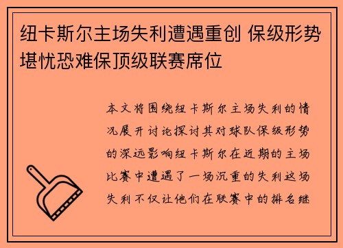 纽卡斯尔主场失利遭遇重创 保级形势堪忧恐难保顶级联赛席位